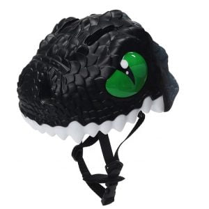 Casque enfant dinosaure noir pour le vélo, skateboard, trottinette, roller, patin, patinage.